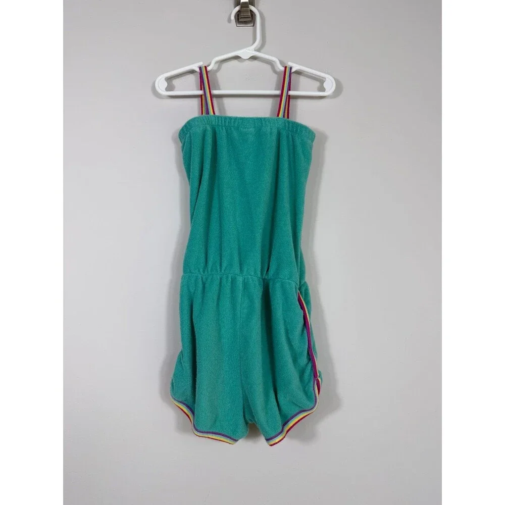 GAP Kids Terry Cloth Romper 5 Years Aqua Rainbow Trim Cover-Up